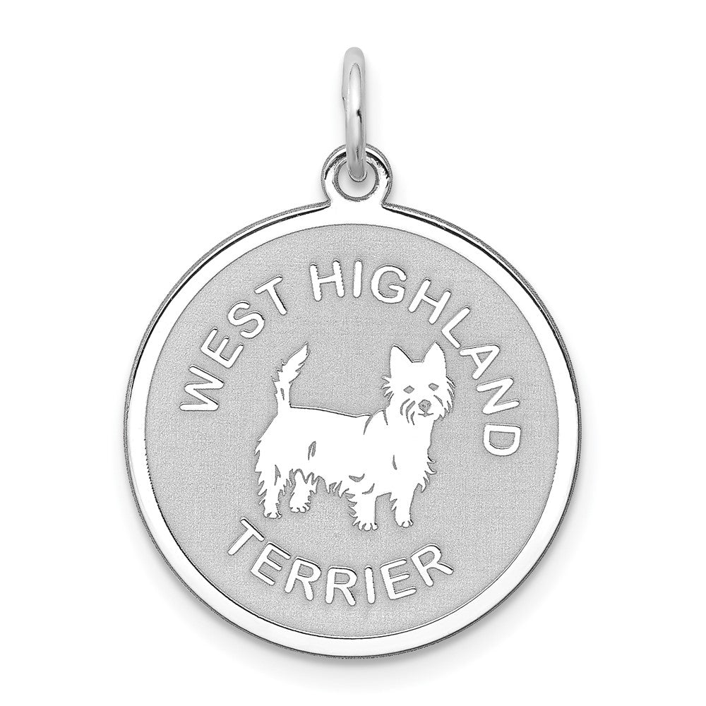 925 Sterling Silver West Highland Terrier Disc Engravable Charm Pendant Jewelry Gifts (Length 1.01" Width 0.74")