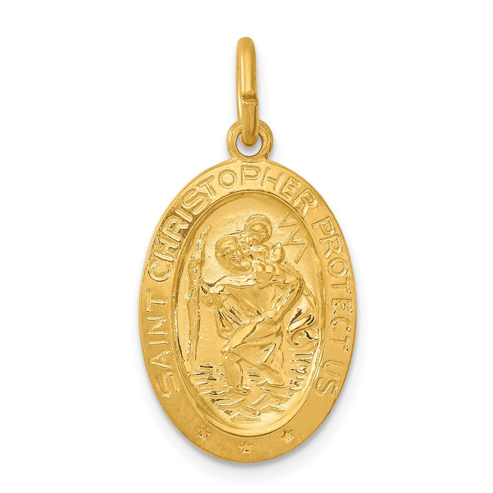 24k Gold plated 925 Sterling Silver Saint Christopher Medal Engravable Charm Pendant Jewelry Gifts (Length 0.98" Width 0.66")