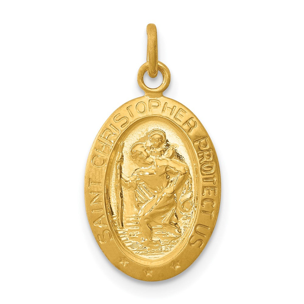 24k Gold plated 925 Sterling Silver Saint Christopher Medal Engravable Charm Pendant Jewelry Gifts (Length 0.78" Width 0.39")