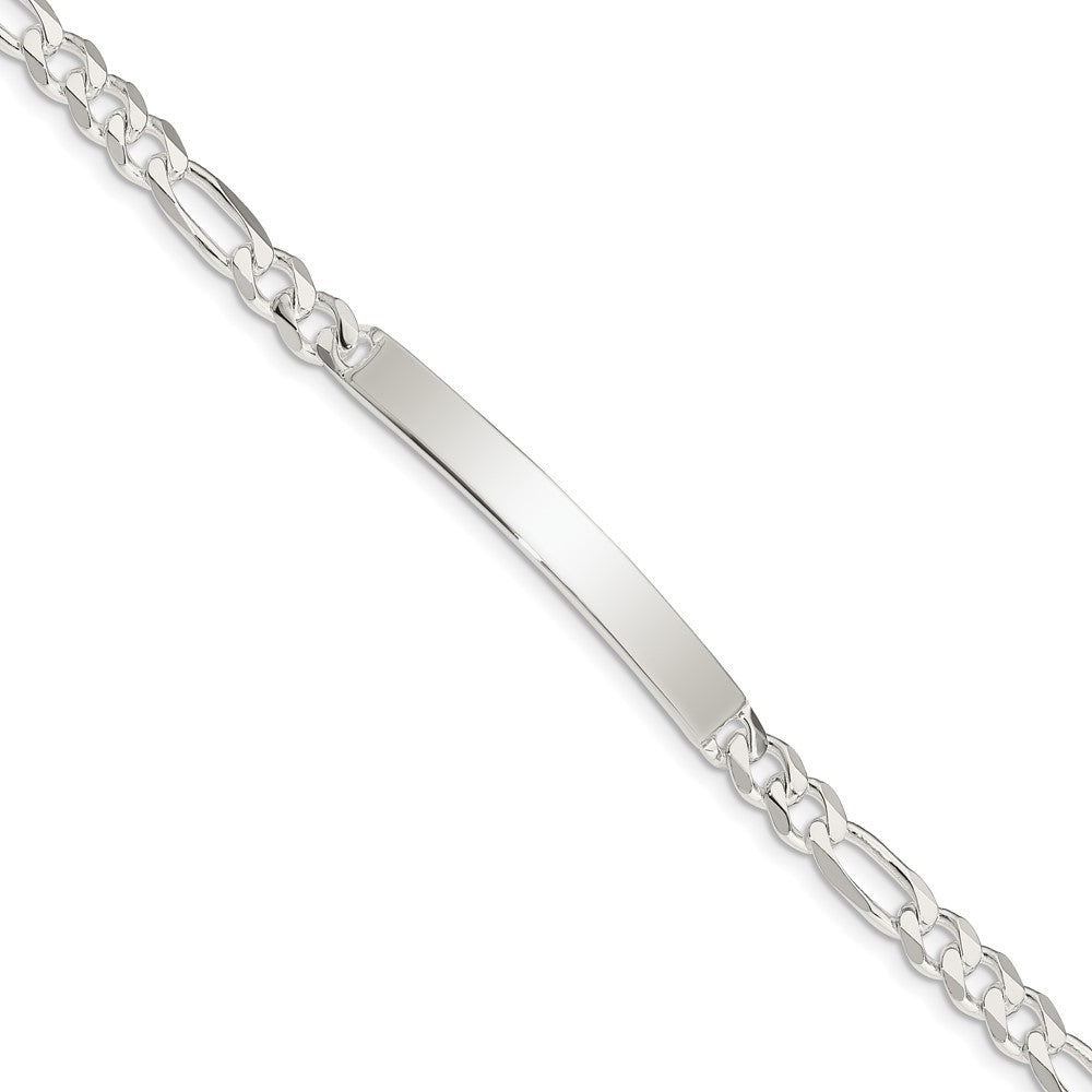 Engravable 925 Sterling Silver Figaro Link ID Bracelet Length 8 inches Width 5 mm With Lobster Claw Clasp