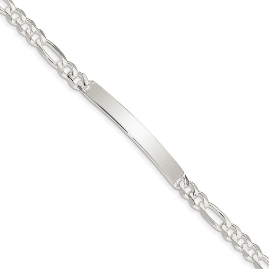 Engravable 925 Sterling Silver Figaro Link ID Bracelet Length 7 inches Width 5 mm With Lobster Claw Clasp