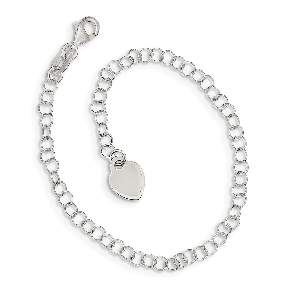 Polished Engravable 925 Sterling Silver Round Link Bracelet Length 7.25 inches Width 8 mm With Lobster Claw Clasp