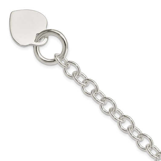 Polished Engravable 925 Sterling Silver Heart Disc Toggle Bracelet Length 7.75 inches Width 18 mm With Hidden Safety Clasp