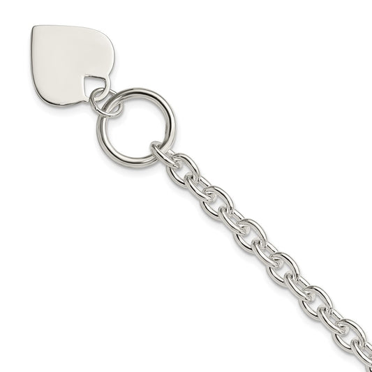 Polished Engravable 925 Sterling Silver Heart Toggle Bracelet Length 8 inches Width 18 mm With Hidden Safety Clasp