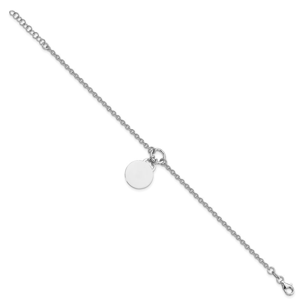 Polished Engravable 925 Sterling Silver Disc Bracelet Length 8 inches Width 1 mm With Lobster Claw Clasp