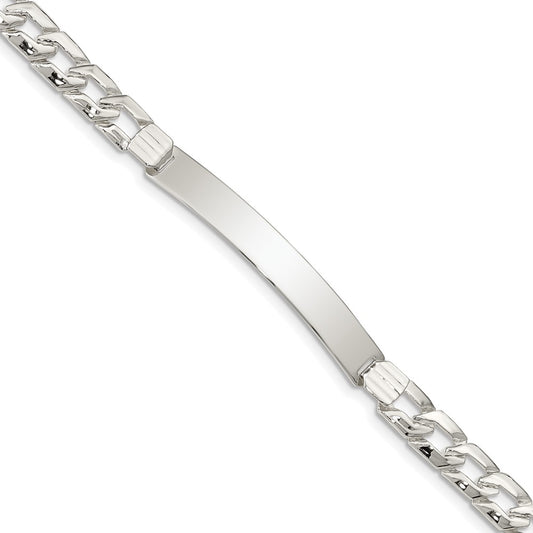 Polished Engravable 925 Sterling Silver Fancy ID Link Bracelet Length 7 inches Width 6 mm With Lobster Claw Clasp