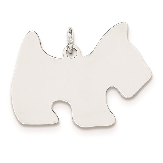 925 Sterling Silver Toni Tails Medium Scottie Disc Engravable Charm Pendant Jewelry Gifts