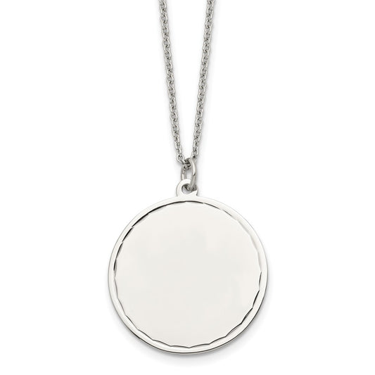 Stainless Steel Polished Round Disc on a 18 inch with 2 inch extension Cable Chain Necklace Engravable Charm Pendant Jewelry Gifts (Length 18" Width 1.09")