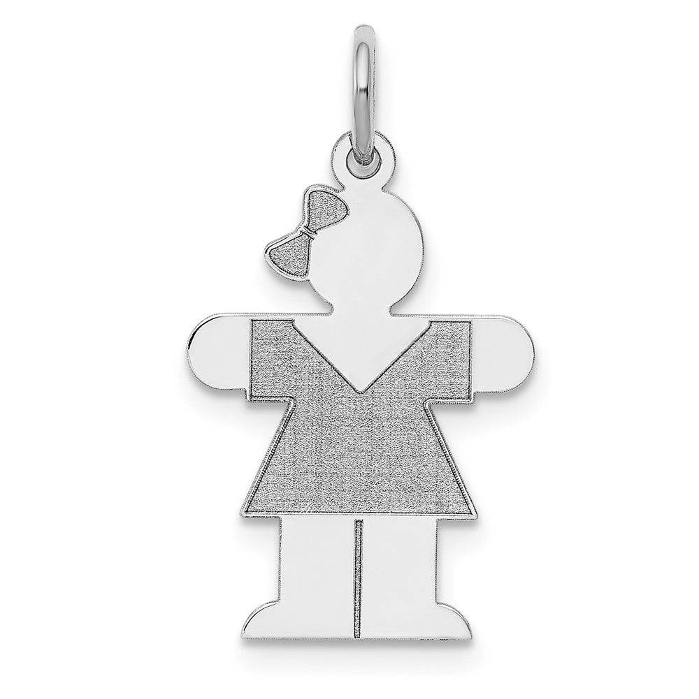 14k White Gold Kid Engravable Charm Pendant Jewelry Gifts (Length 0.98" Width 0.59")