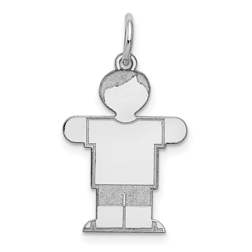 14k White Gold Kid Engravable Charm Pendant Jewelry Gifts (Length 0.98" Width 0.59")