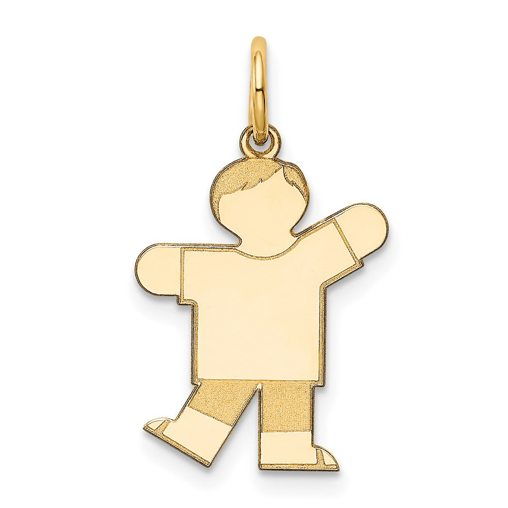 14k Yellow Gold Kid Engravable Charm Pendant Jewelry Gifts (Length 0.98" Width 0.59")