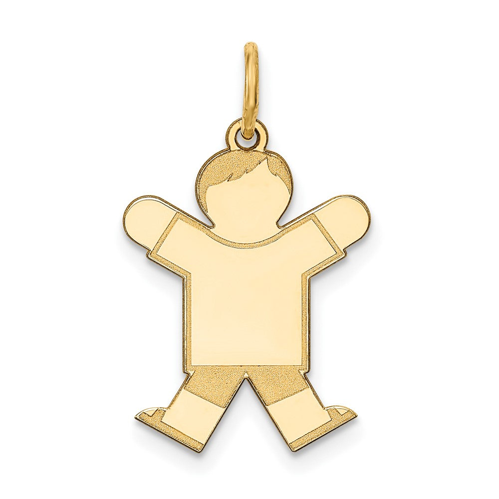 14k Yellow Gold Kid Engravable Charm Pendant Jewelry Gifts (Length 0.98" Width 0.59")