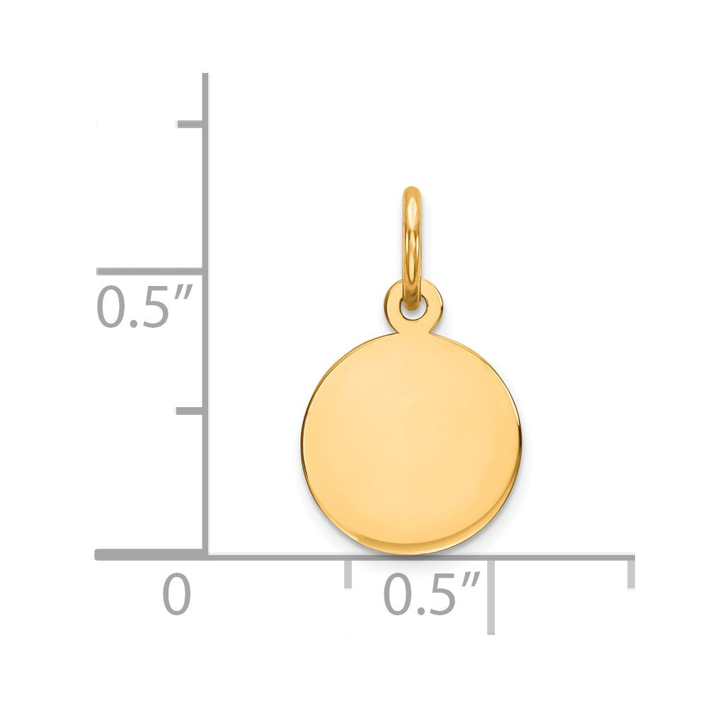 14k Yellow Gold Plain .027 Gauge Circular Disc Engravable Charm Pendant Jewelry Gifts (Length 0.66" Width 0.39")