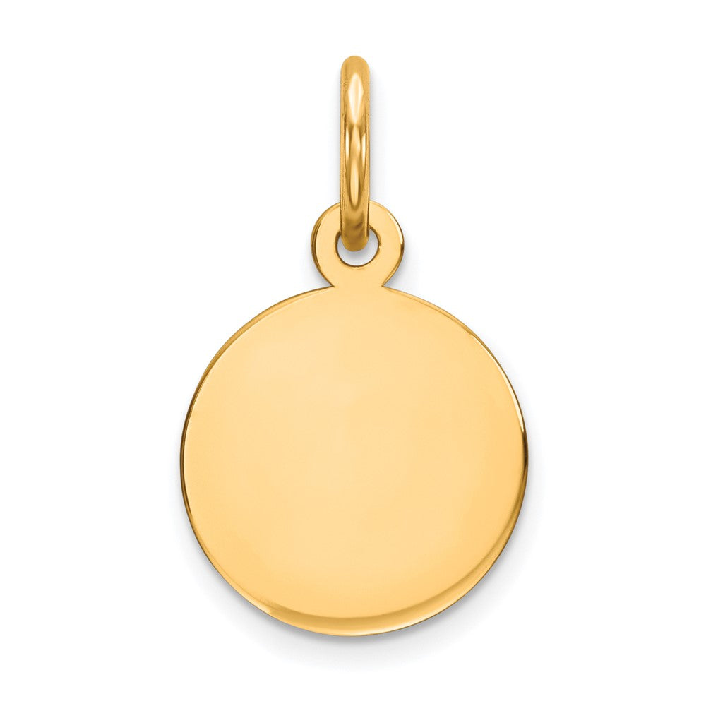 14k Yellow Gold Plain .027 Gauge Circular Disc Engravable Charm Pendant Jewelry Gifts (Length 0.66" Width 0.39")