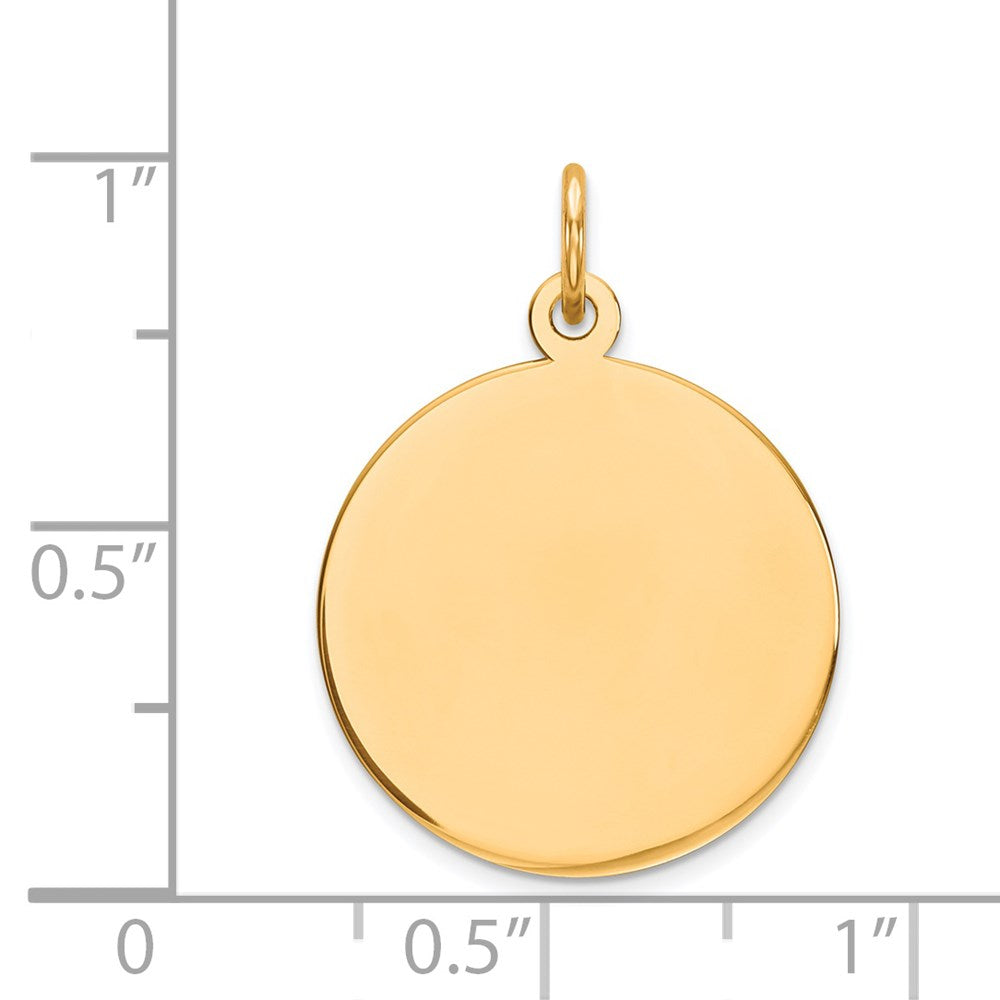 14k Yellow Gold Plain .027 Gauge Circular Disc Engravable Charm Pendant Jewelry Gifts (Length 0.94" Width 0.7")