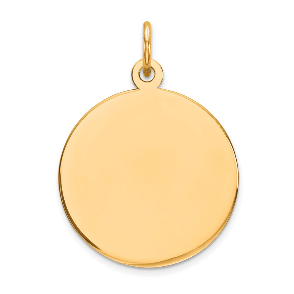 14k Yellow Gold Plain .027 Gauge Circular Disc Engravable Charm Pendant Jewelry Gifts (Length 0.94" Width 0.7")