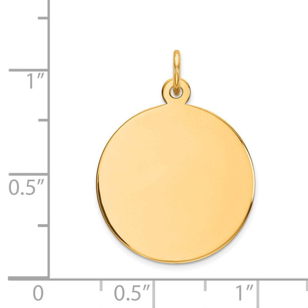 14k Yellow Gold Plain .027 Gauge Circular Disc Engravable Charm Pendant Jewelry Gifts (Length 1.01" Width 0.74")