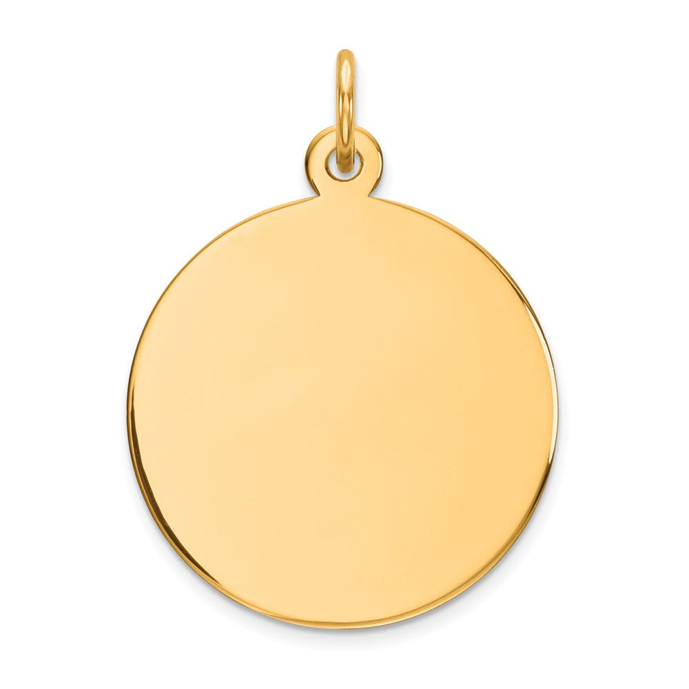 14k Yellow Gold Plain .027 Gauge Circular Disc Engravable Charm Pendant Jewelry Gifts (Length 1.01" Width 0.74")