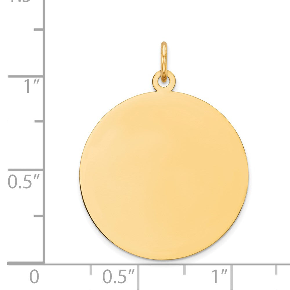 14k Yellow Gold Plain .035 Gauge Circular Disc Engravable Charm Pendant Jewelry Gifts (Length 1.13" Width 0.9")