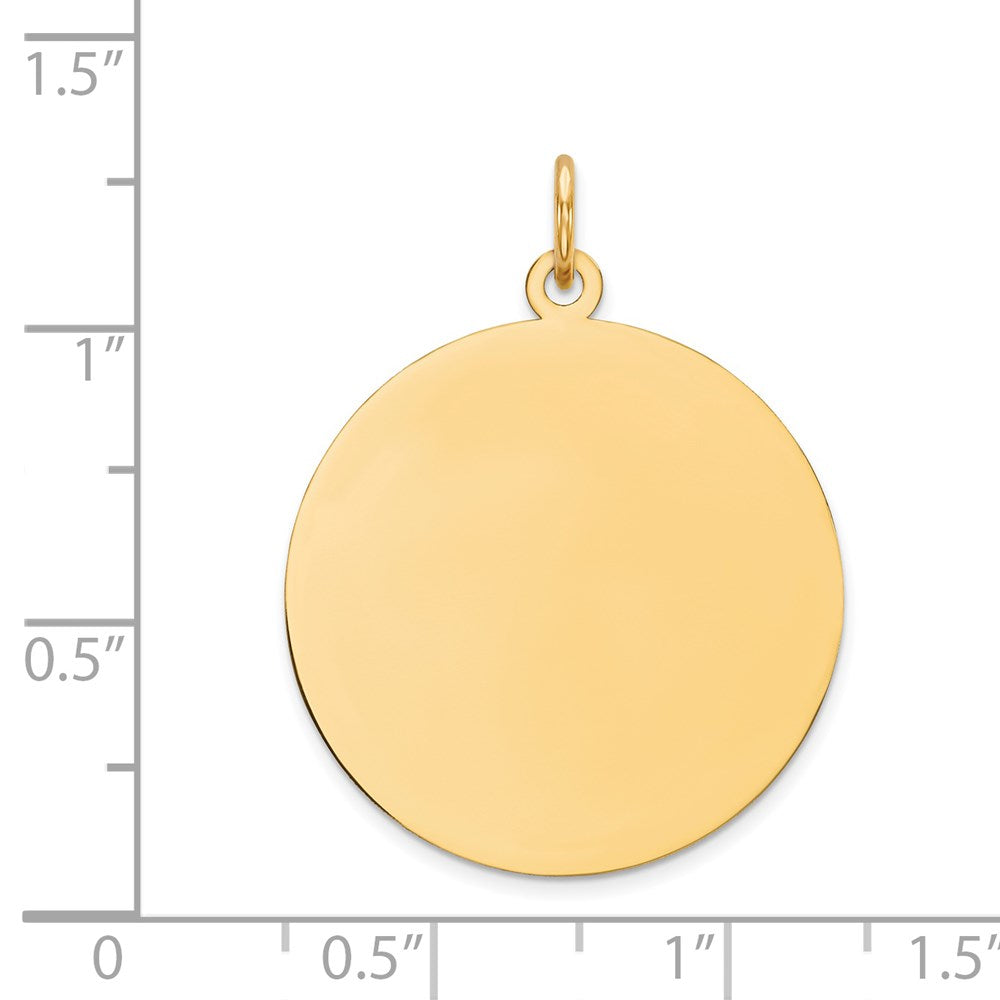 14k Yellow Gold Plain .011 Gauge Circular Disc Engravable Charm Pendant Jewelry Gifts (Length 1.09" Width 0.94")