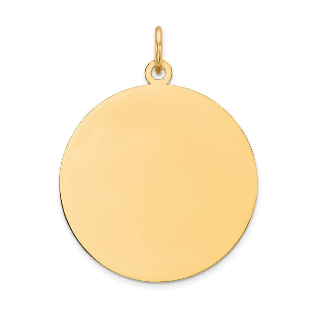 14k Yellow Gold Plain .011 Gauge Circular Disc Engravable Charm Pendant Jewelry Gifts (Length 1.09" Width 0.94")