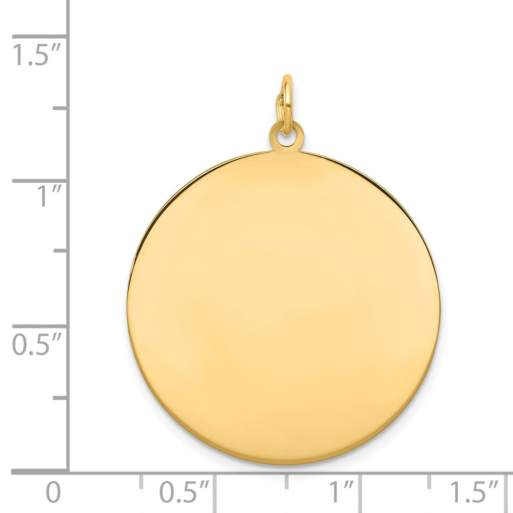 14k Yellow Gold Plain .013 Gauge Circular Disc Engravable Charm Pendant Jewelry Gifts (Length 1.25" Width 1.09")