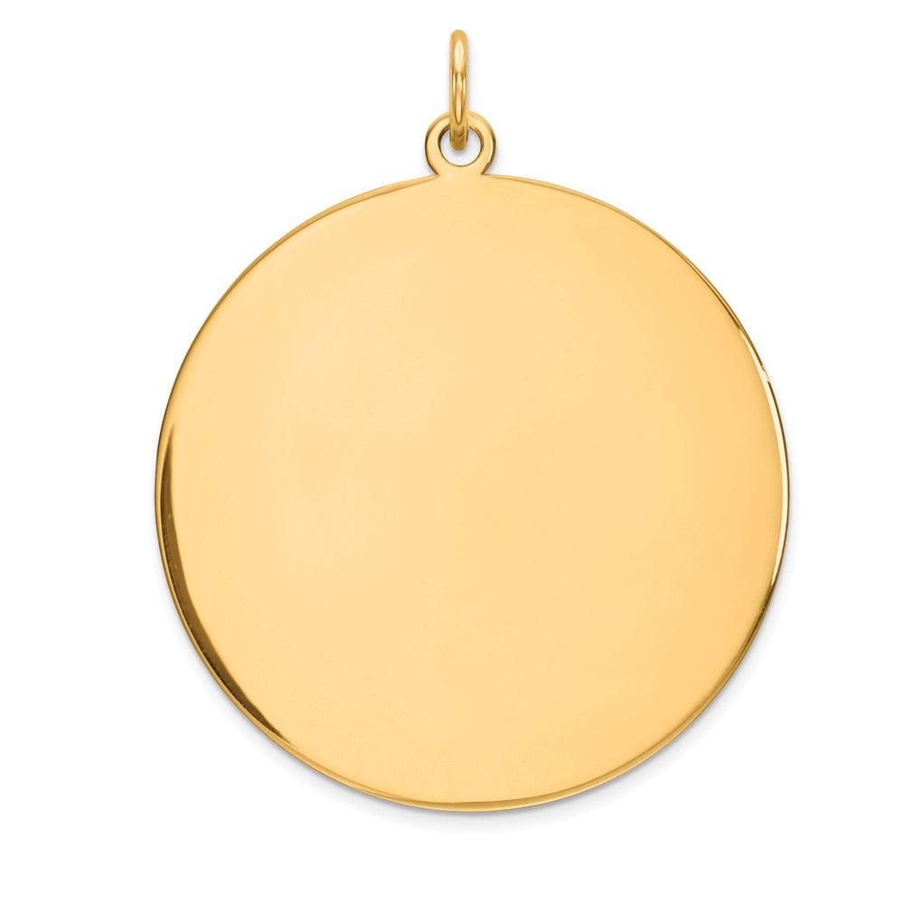 14k Yellow Gold Plain .013 Gauge Circular Disc Engravable Charm Pendant Jewelry Gifts (Length 1.25" Width 1.09")