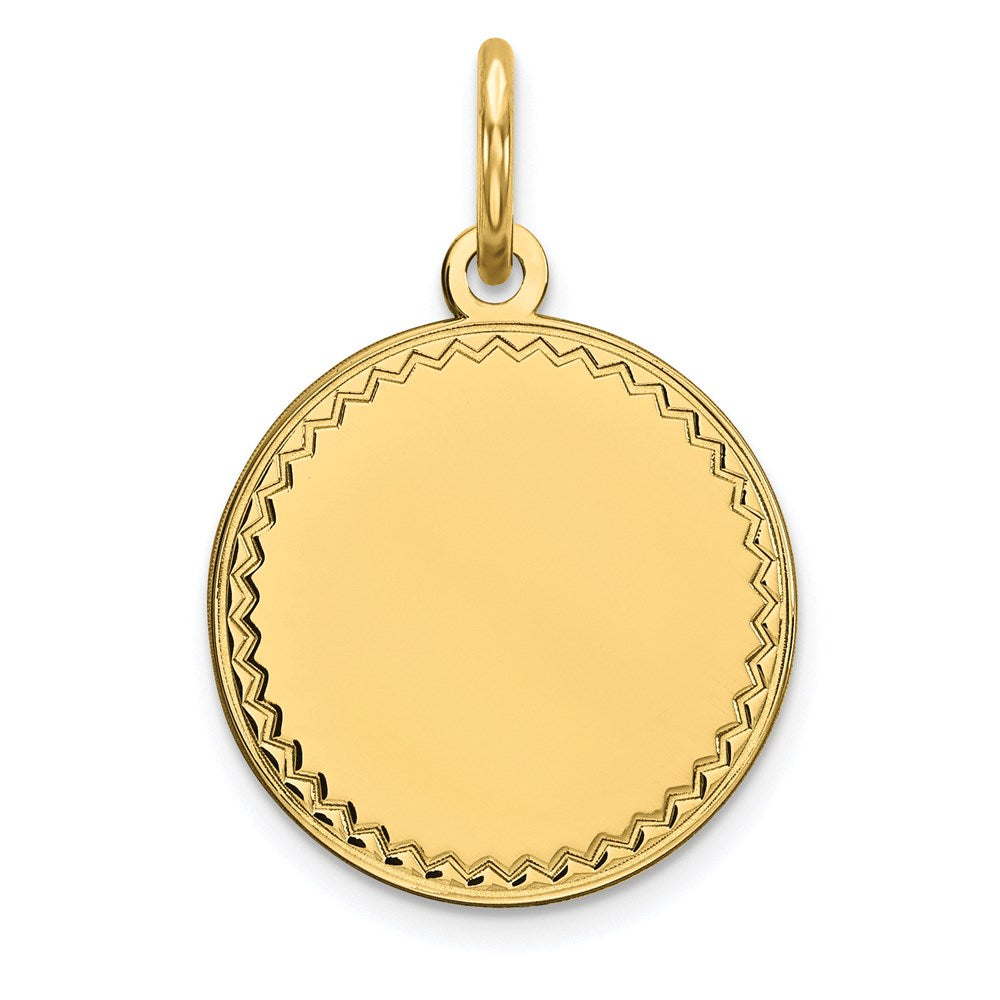 14k Yellow Gold Plain .013 Gauge Round Disc Engravable Charm Pendant Jewelry Gifts (Length 0.78" Width 0.51")