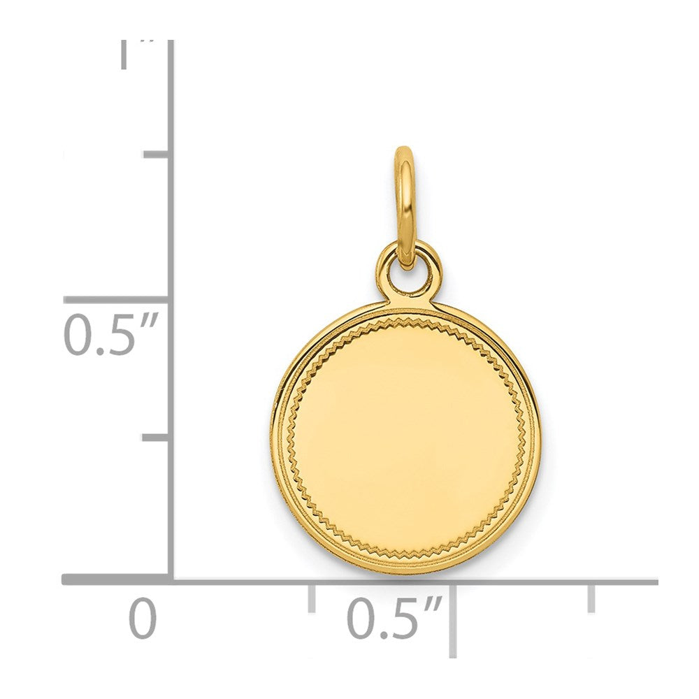 14k Yellow Gold Plain .027 Gauge Round Disc Engravable Charm Pendant Jewelry Gifts (Length 0.74" Width 0.51")