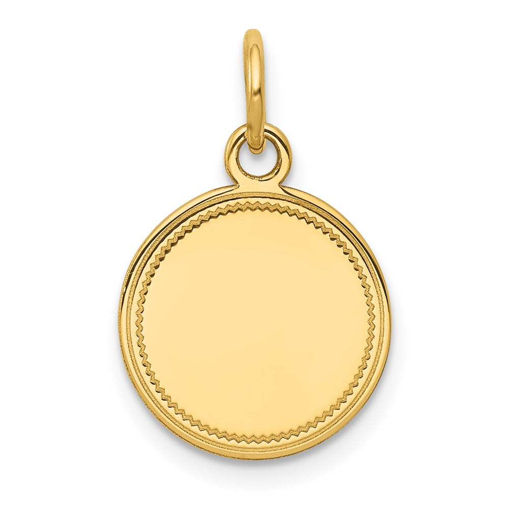 14k Yellow Gold Plain .027 Gauge Round Disc Engravable Charm Pendant Jewelry Gifts (Length 0.74" Width 0.51")