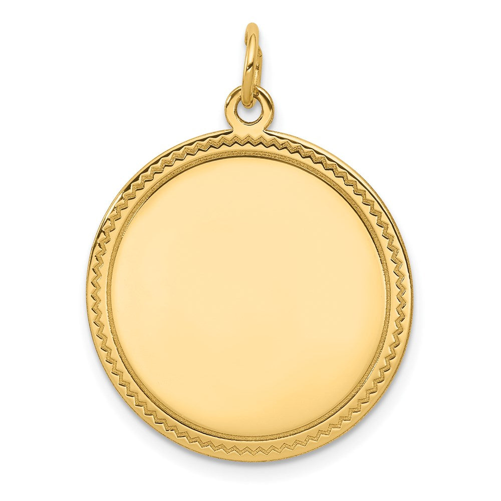 14k Yellow Gold Plain .035 Gauge Round Disc Engravable Charm Pendant Jewelry Gifts (Length 1.13" Width 0.9")