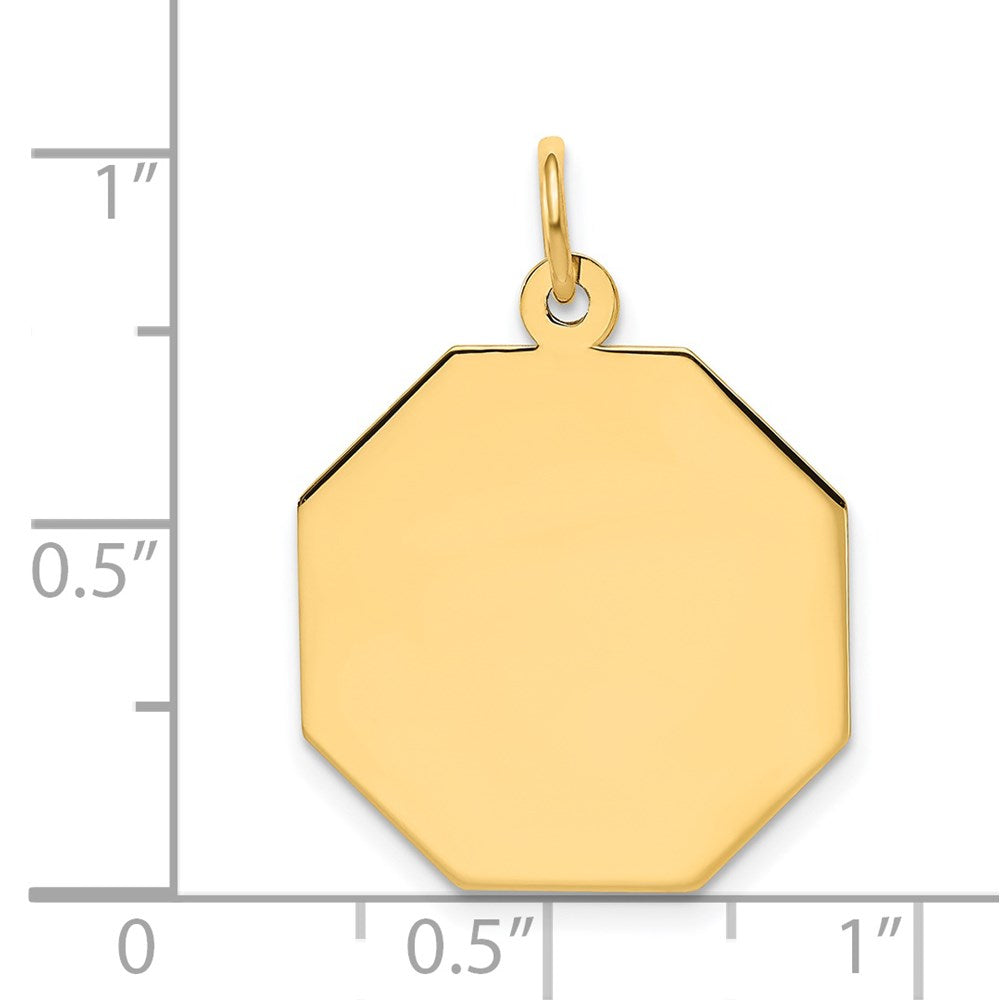 14k Yellow Gold Plain .027 Gauge Octagonal Disc Engravable Charm Pendant Jewelry Gifts (Length 0.98" Width 0.74")