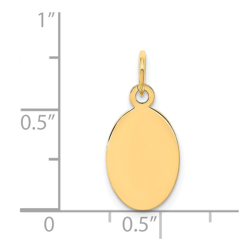 14k Yellow Gold Plain .011 Gauge Oval Disc Engravable Charm Pendant Jewelry Gifts (Length 0.78" Width 0.35")