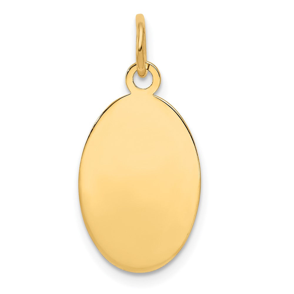 14k Yellow Gold Plain .013 Gauge Oval Disc Engravable Charm Pendant Jewelry Gifts (Length 0.86" Width 0.43")