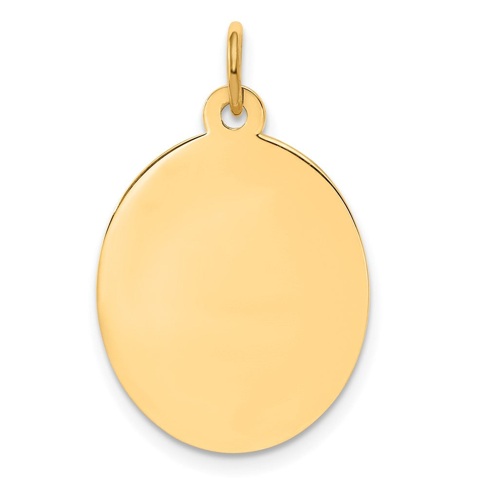 14k Yellow Gold Plain .011 Gauge Oval Disc Engravable Charm Pendant Jewelry Gifts (Length 1.01" Width 0.62")