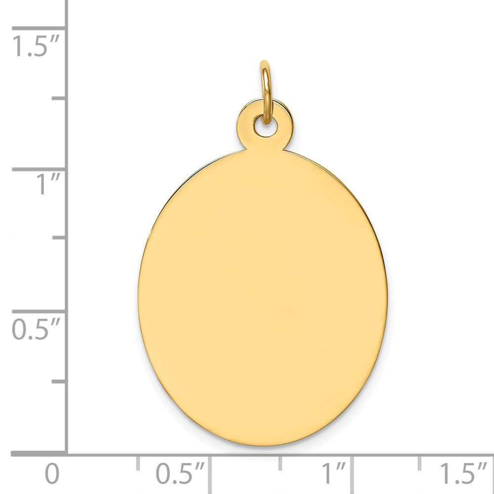 14k Yellow Gold Plain .011 Gauge Oval Disc Engravable Charm Pendant Jewelry Gifts (Length 1.44" Width 0.86")