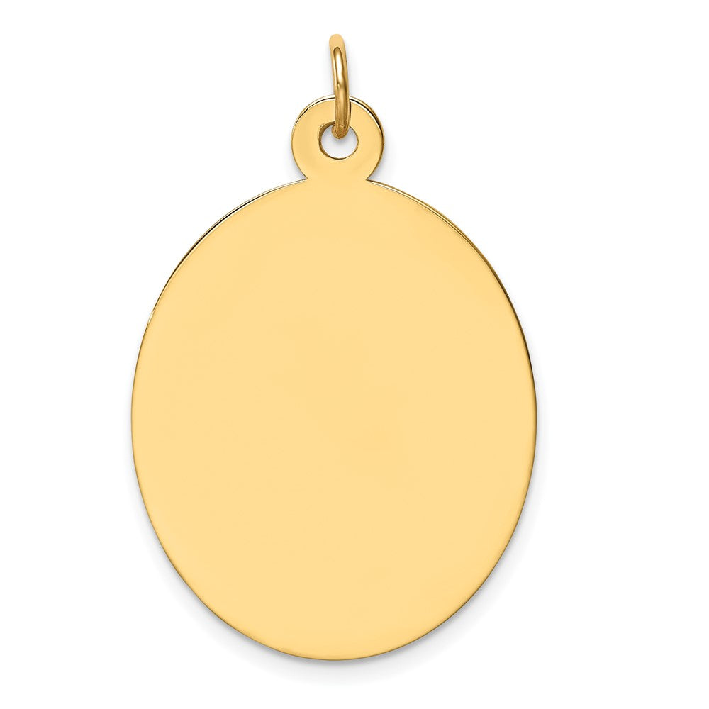 14k Yellow Gold Plain .011 Gauge Oval Disc Engravable Charm Pendant Jewelry Gifts (Length 1.44" Width 0.86")