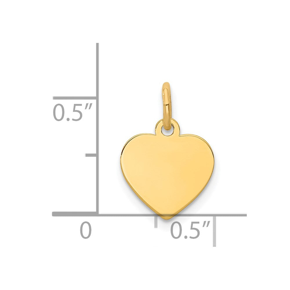 14k Yellow Gold Plain .027 Gauge Heart Disc Engravable Charm Pendant Jewelry Gifts (Length 0.62" Width 0.39")