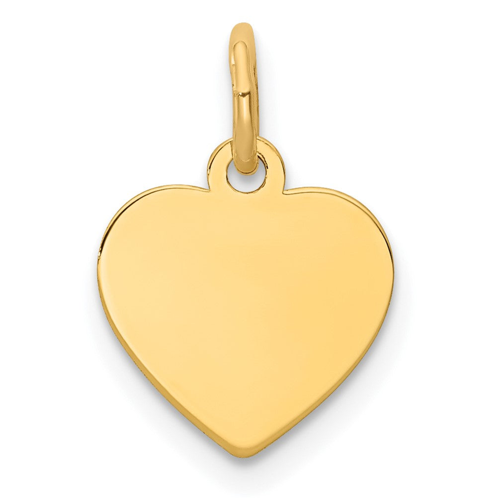 14k Yellow Gold Plain .009 Gauge Heart Disc Engravable Charm Pendant Jewelry Gifts (Length 0.62" Width 0.39")