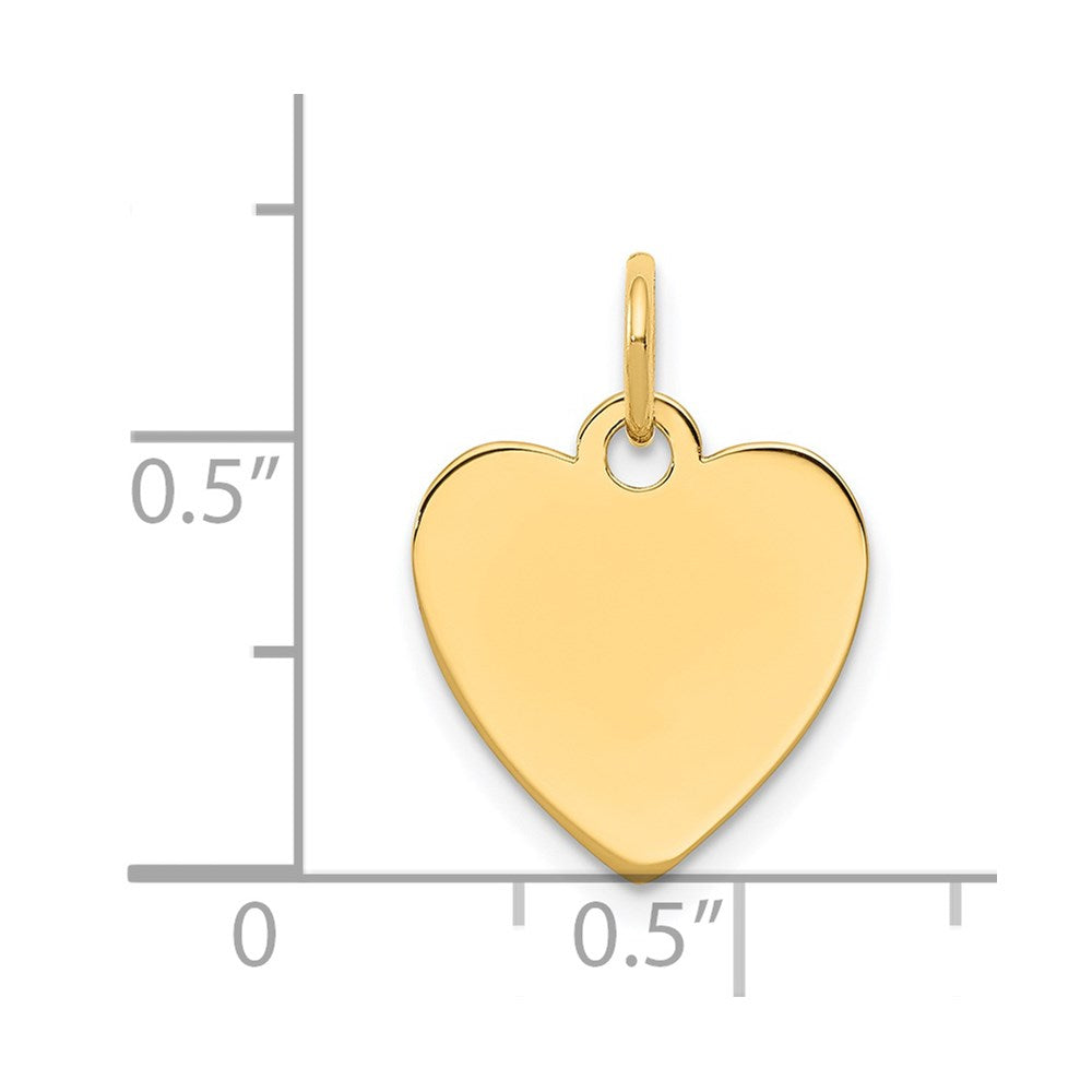 14k Yellow Gold Plain .011 Gauge Heart Disc Engravable Charm Pendant Jewelry Gifts (Length 0.7" Width 0.55")