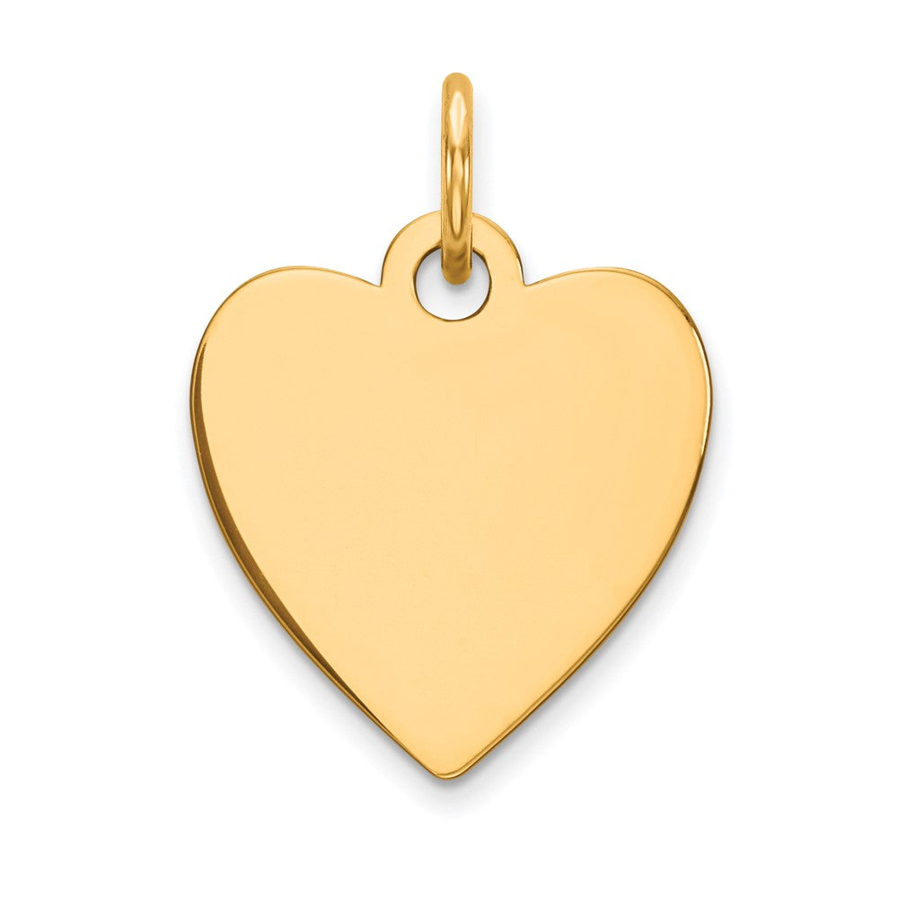 14k Yellow Gold Plain .011 Gauge Heart Disc Engravable Charm Pendant Jewelry Gifts (Length 0.7" Width 0.55")