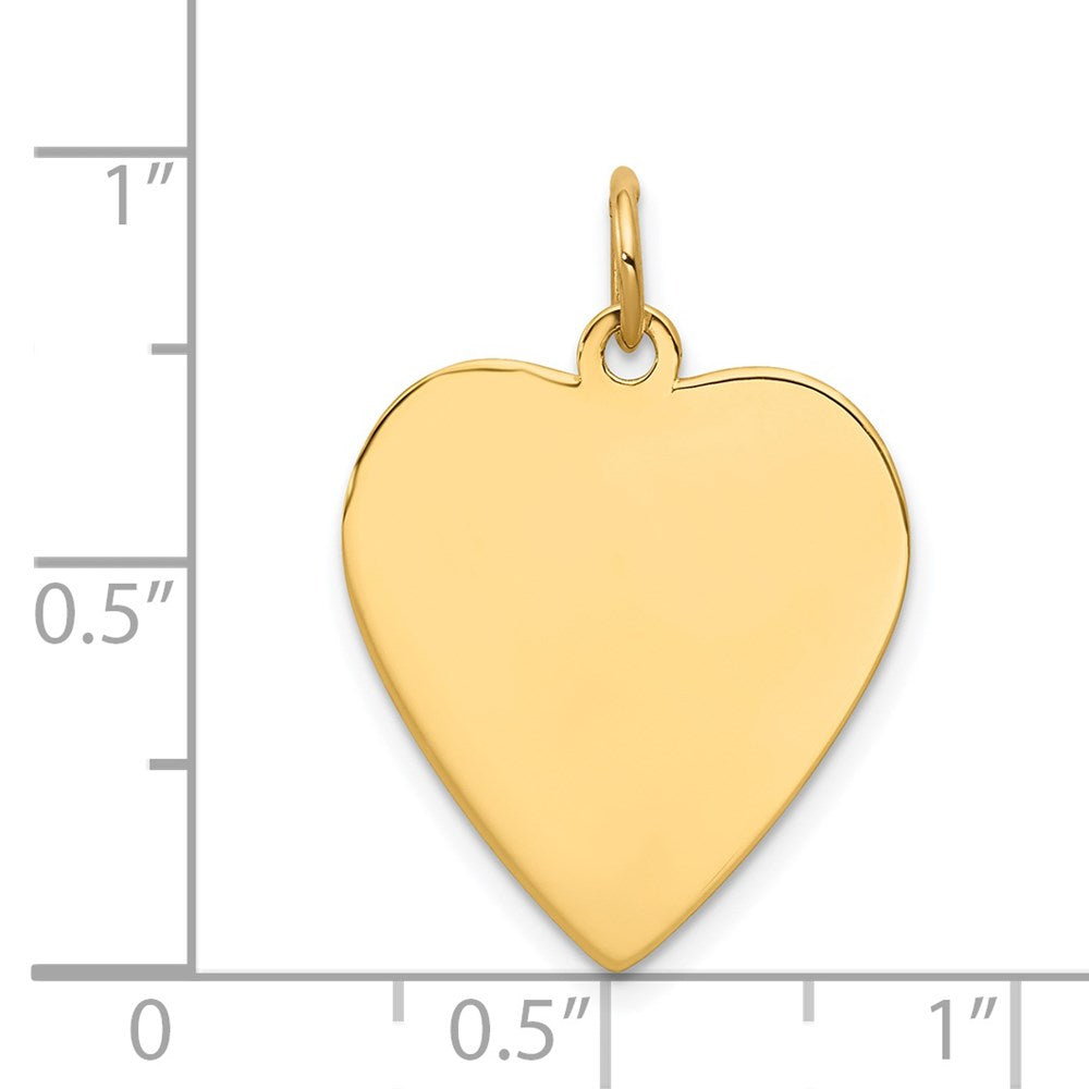 14k Yellow Gold Plain .011 Gauge Heart Disc Engravable Charm Pendant Jewelry Gifts (Length 0.94" Width 0.78")