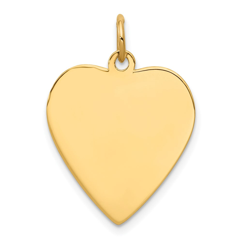 14k Yellow Gold Plain .011 Gauge Heart Disc Engravable Charm Pendant Jewelry Gifts (Length 0.94" Width 0.78")