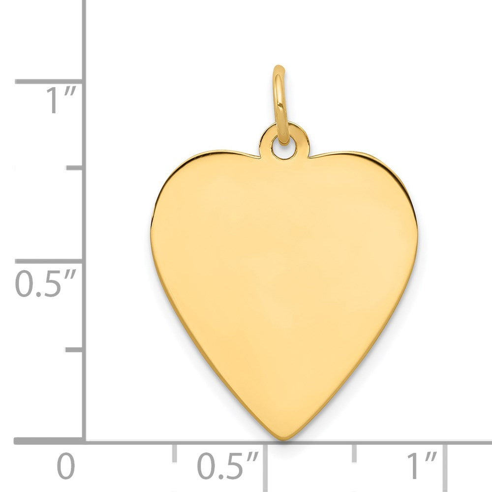 14k Yellow Gold Plain .018 Gauge Heart Disc Engravable Charm Pendant Jewelry Gifts (Length 1.05" Width 0.82")