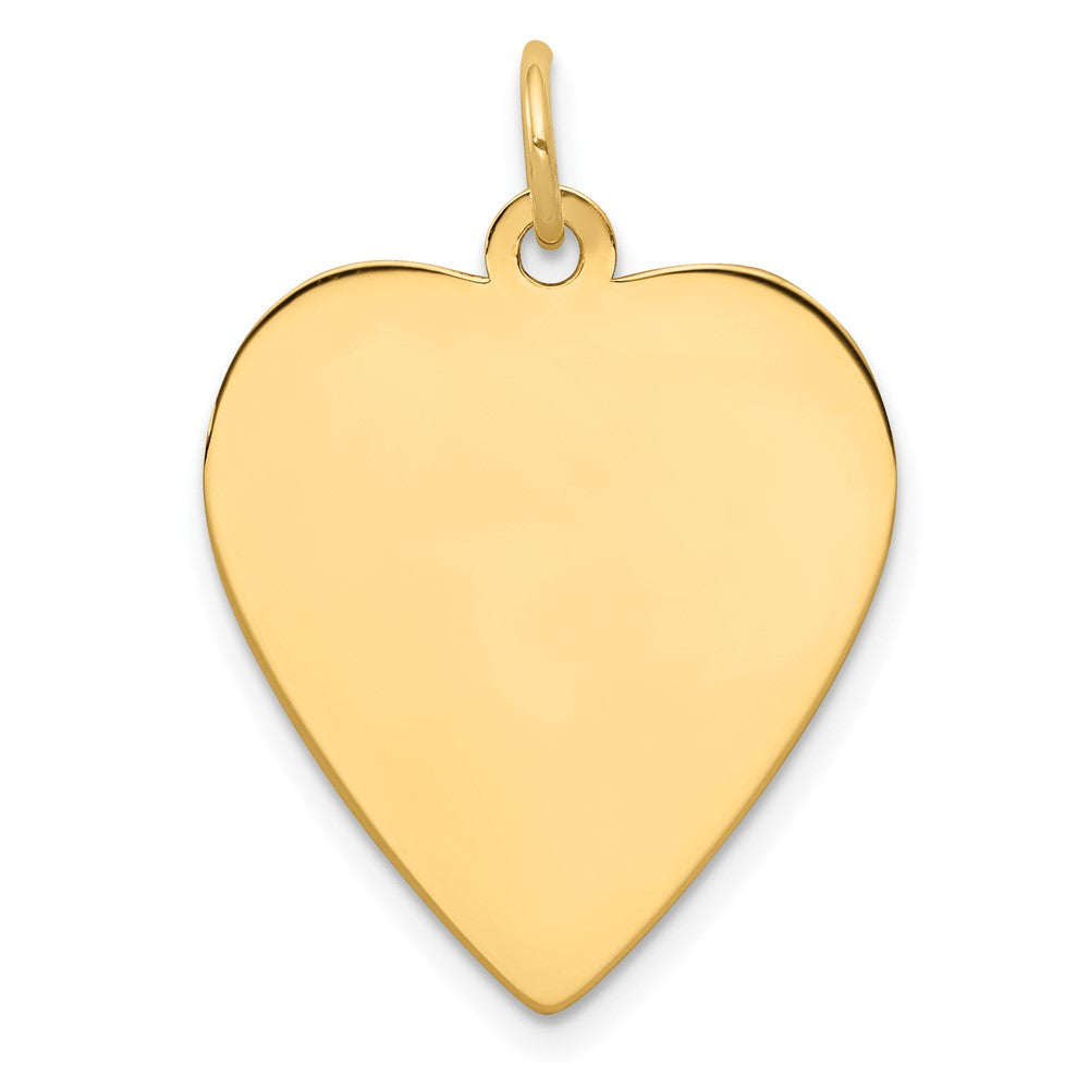 14k Yellow Gold Plain .018 Gauge Heart Disc Engravable Charm Pendant Jewelry Gifts (Length 1.05" Width 0.82")