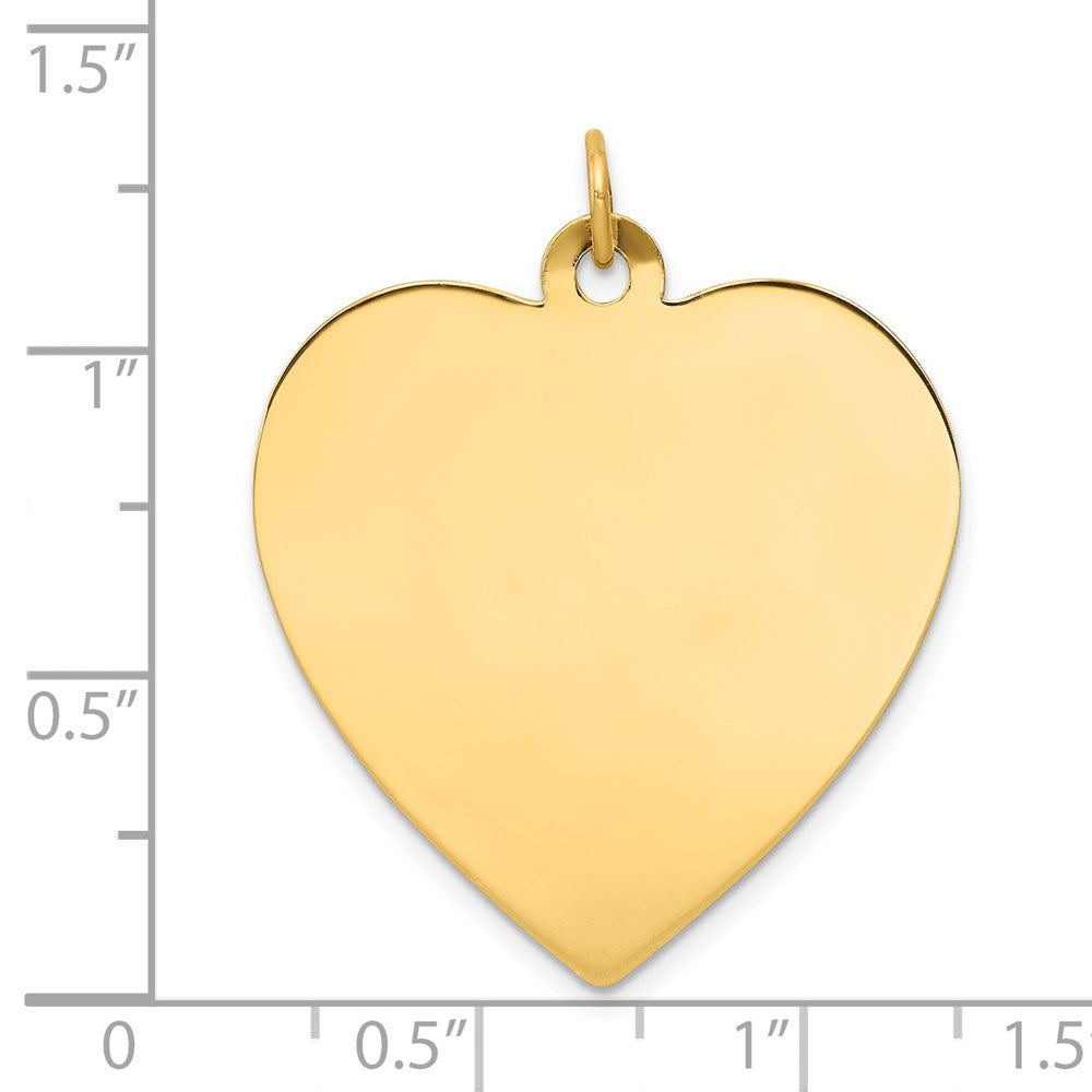 14k Yellow Gold Plain .018 Gauge Heart Disc Engravable Charm Pendant Jewelry Gifts (Length 1.29" Width 1.09")