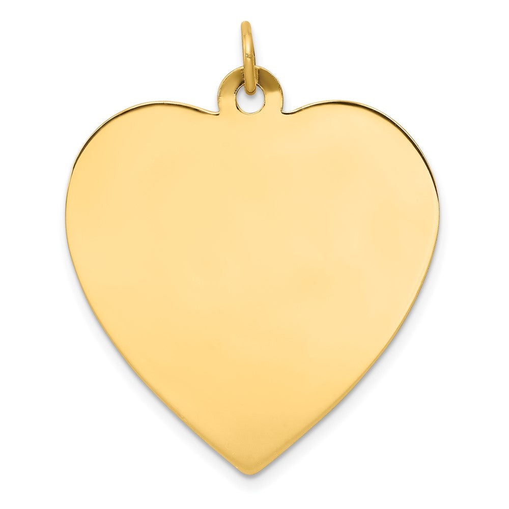 14k Yellow Gold Plain .018 Gauge Heart Disc Engravable Charm Pendant Jewelry Gifts (Length 1.29" Width 1.09")