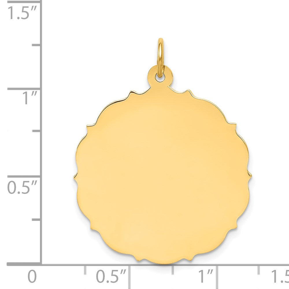 14k Yellow Gold Plain .013 Gauge Disc Engravable Charm Pendant Jewelry Gifts (Length 1.25" Width 1.01")