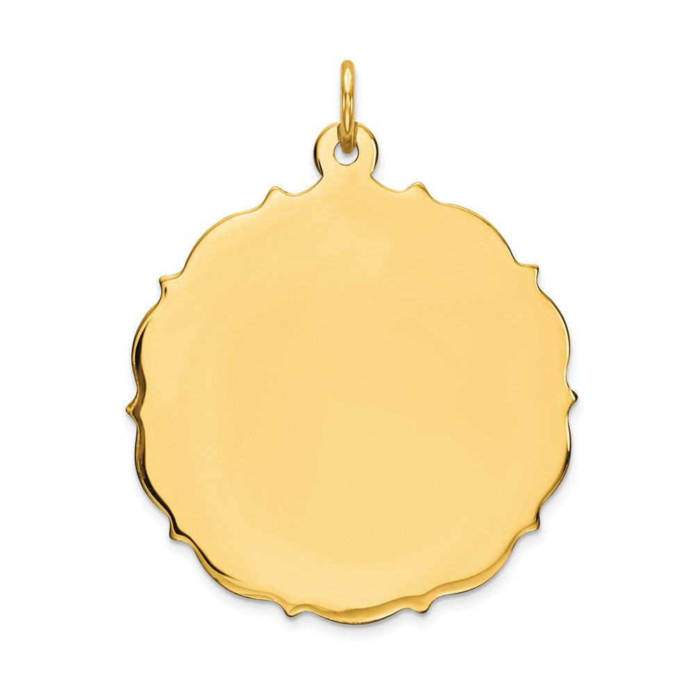 14k Yellow Gold Plain .018 Gauge Disc Engravable Charm Pendant Jewelry Gifts (Length 1.25" Width 1.01")