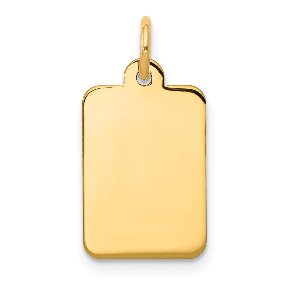 14k Yellow Gold Plain .018 Gauge Rectangular Disc Engravable Charm Pendant Jewelry Gifts (Length 0.78" Width 0.39")